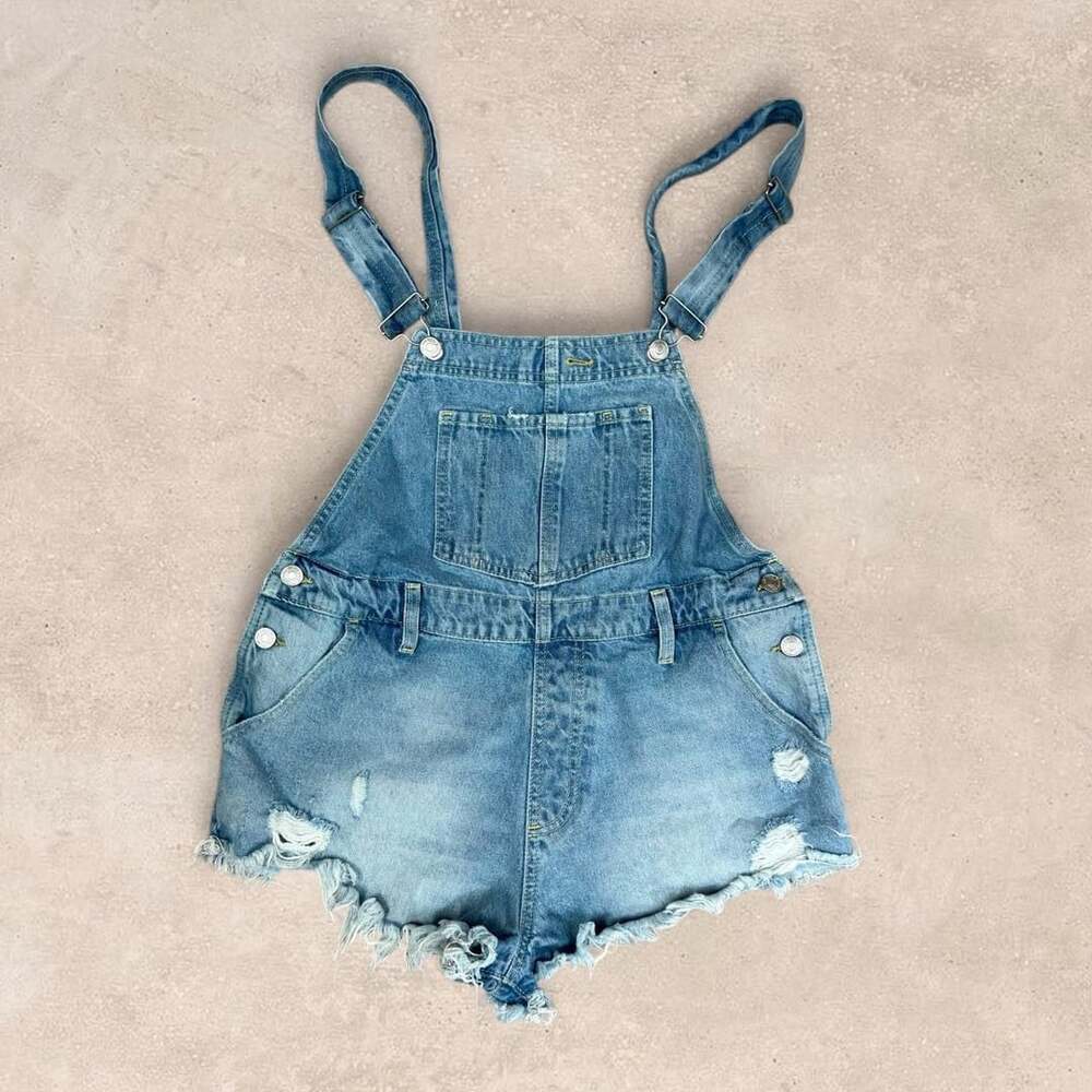 We The Free Denim Shortalls Size 27 Distressed Raw Hem